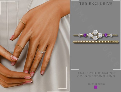 Amethyst Diamond Gold Wedding Ring