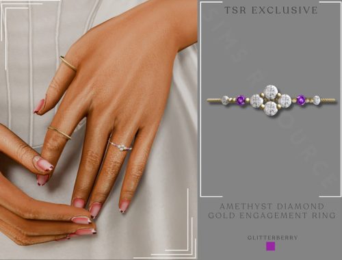 Amethyst Diamond Gold Engagement Ring
