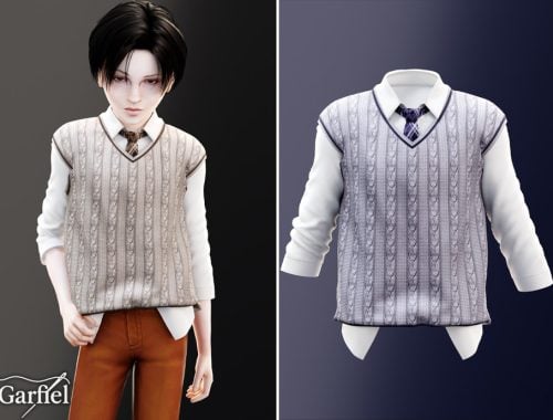 Child - Preppy Cable Knit Vest With Shirt And Tie