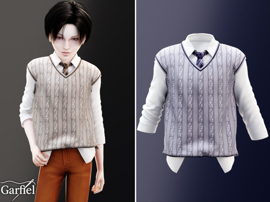 Child - Preppy Cable Knit Vest With Shirt And Tie