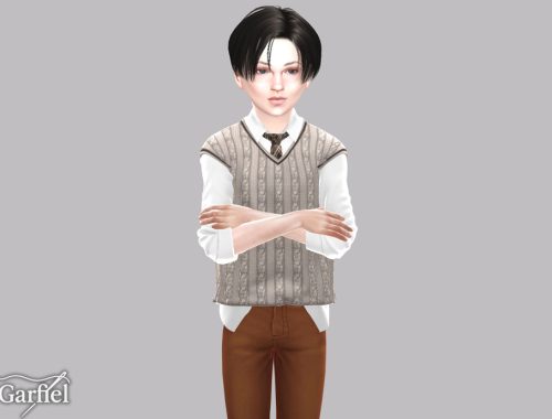 Child - Preppy Cable Knit Vest With Shirt And Tie