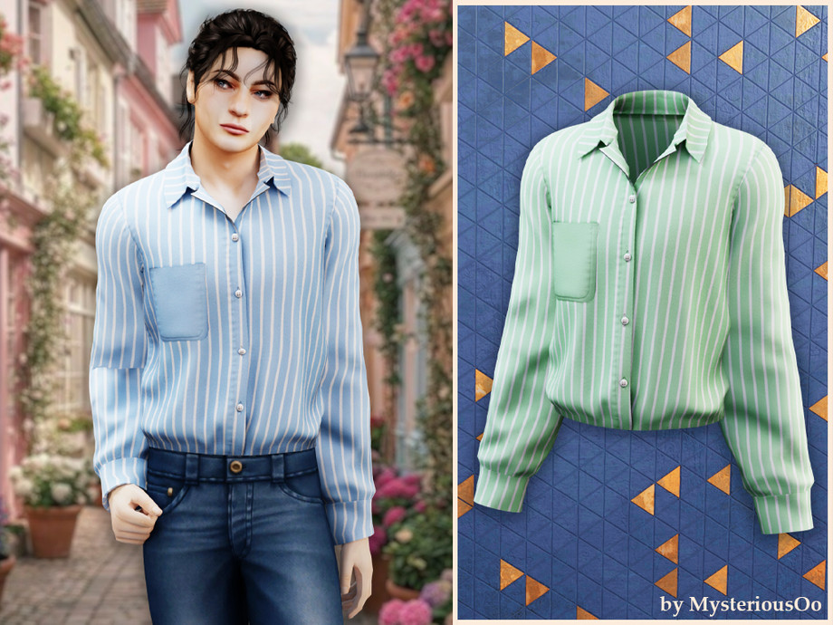 Male - Striped Pocket Shirt