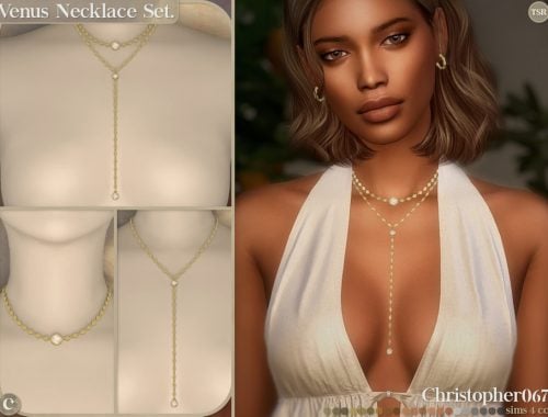 Venus Necklace Set - Mother-of-pearl Pendant Lariat Layered Necklaces