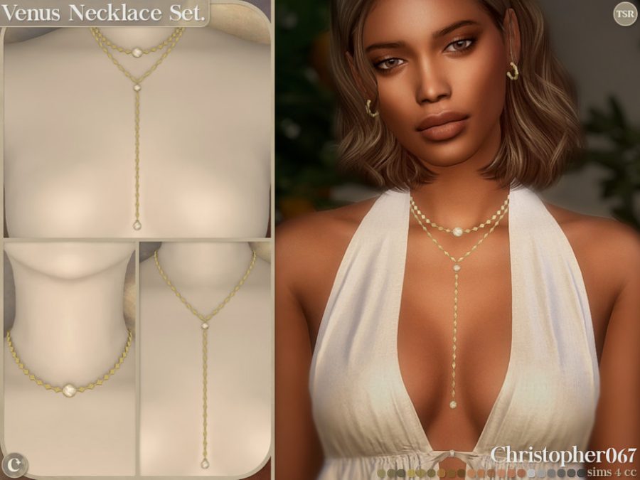 Venus Necklace Set - Mother-of-pearl Pendant Lariat Layered Necklaces