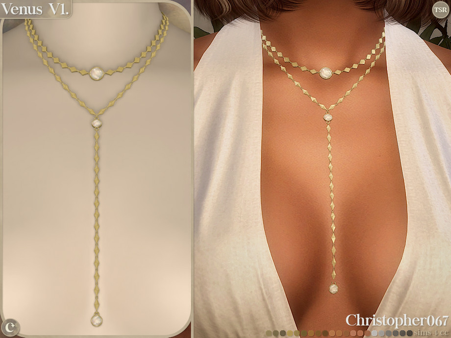 Venus Necklace Set - Mother-of-pearl Pendant Lariat Layered Necklaces - Image 3