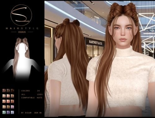 S-club Long Straight-buns Hairstyle