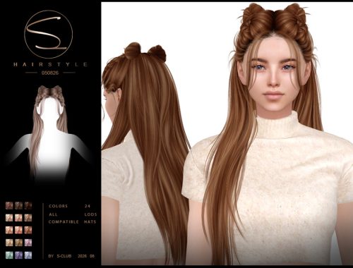 S-club Long Straight-buns Hairstyle