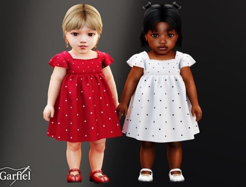 Infant - Sweet Polka Dot Dress With Gentle Flutter Sleeves