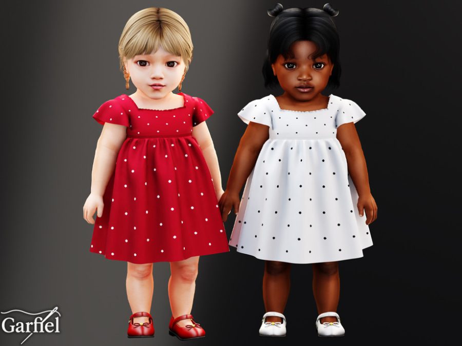 Infant - Sweet Polka Dot Dress With Gentle Flutter Sleeves