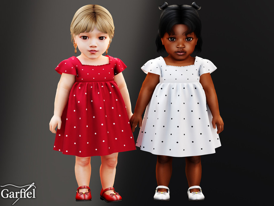 Infant - Sweet Polka Dot Dress With Gentle Flutter Sleeves