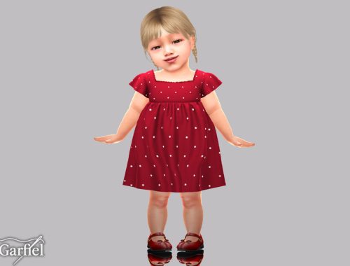 Infant - Sweet Polka Dot Dress With Gentle Flutter Sleeves
