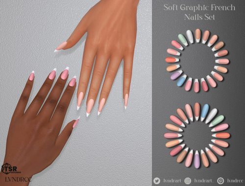 Soft Graphic French Nails Set