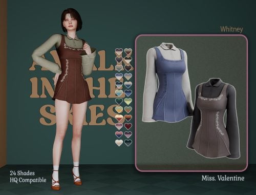 Whitney Short Dress With Embroidery Detail And A Button Up Shirt
