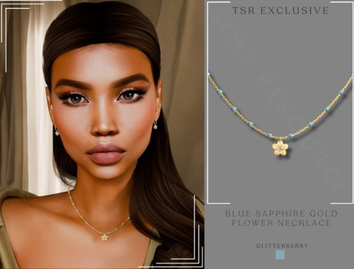Blue Sapphire Gold Flower Necklace