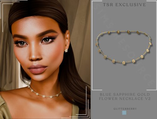 Blue Sapphire Gold Flower Necklace V2
