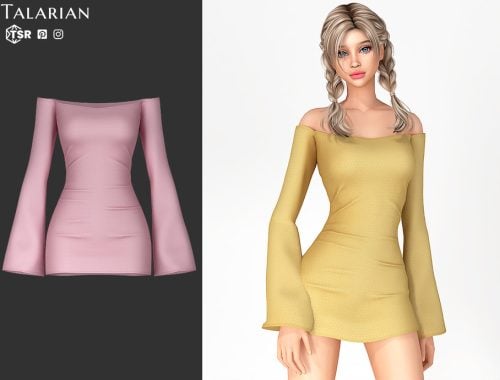 Skyler Off Shoulder Flared Sleeve Mini Dress
