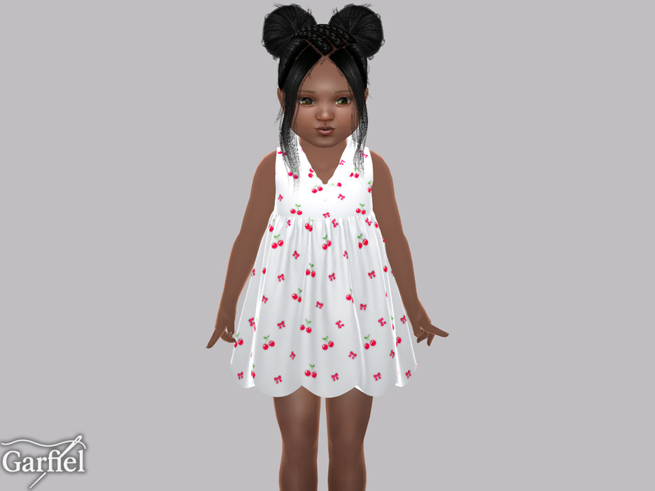 Toddler - Cherry Print Collared Dress With Scalloped Hem - Image 2