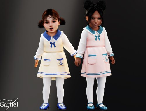 Toddler - Sailor-inspired Dress With Bow And Anchor Pockets
