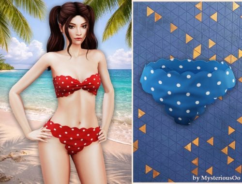 Polka Dot Scalloped Bikini Bottom