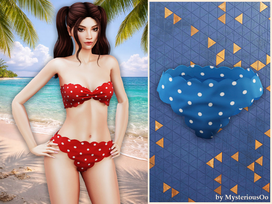 Polka Dot Scalloped Bikini Bottom