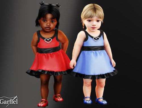 Infant - Satin Party Dress With Pearl Heart Detail