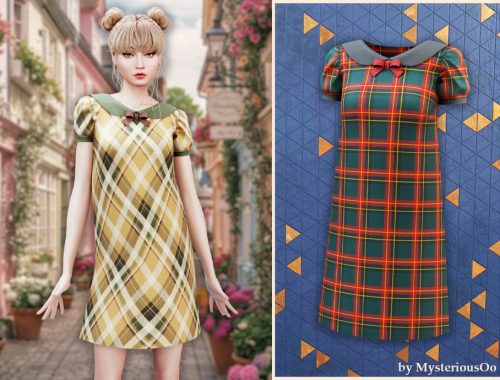 Cute Plaid Collar Mini Dress