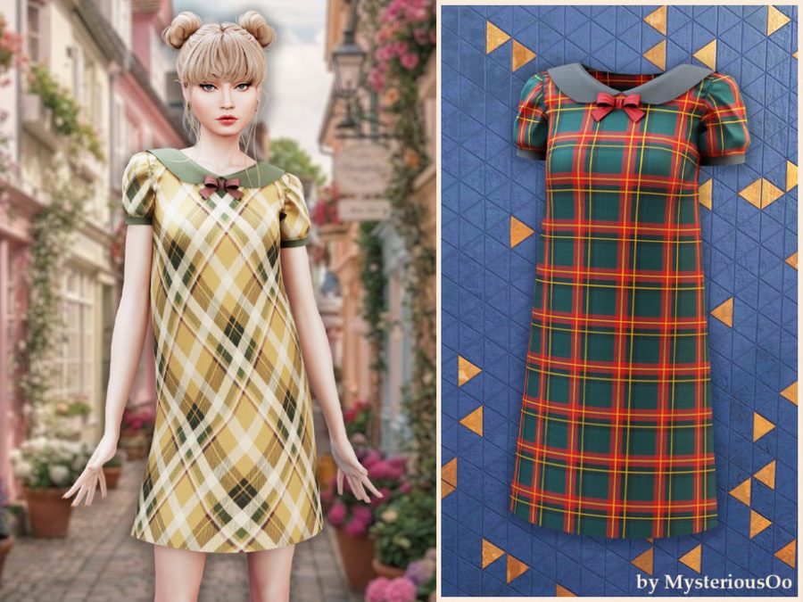 Cute Plaid Collar Mini Dress