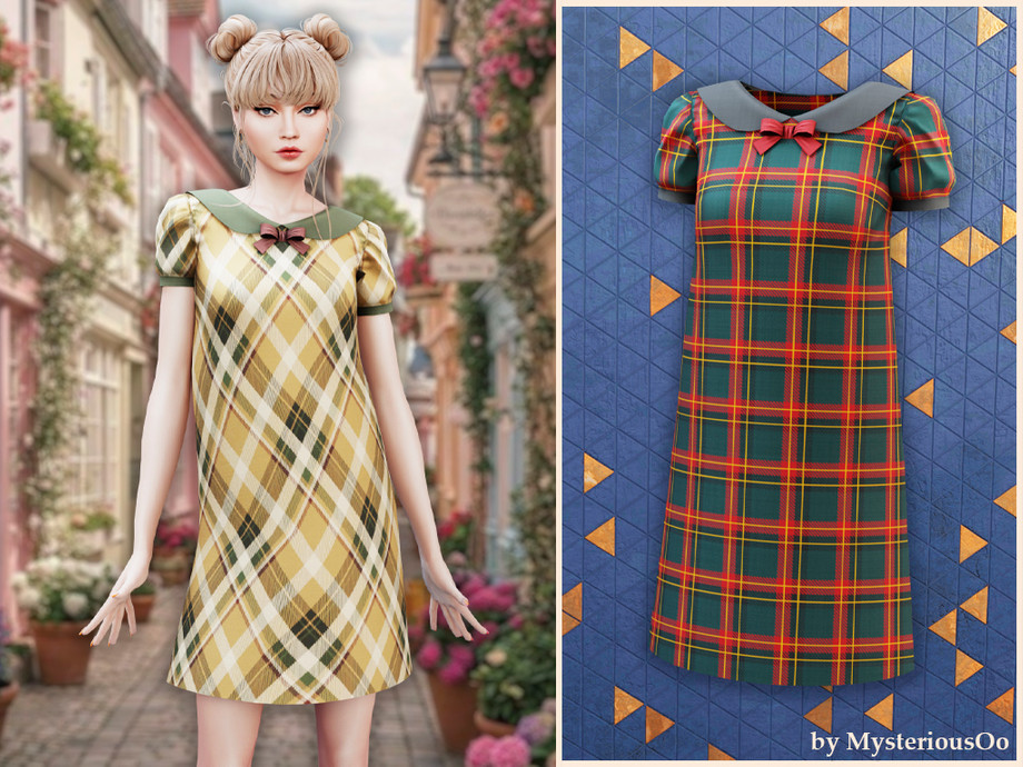 Cute Plaid Collar Mini Dress