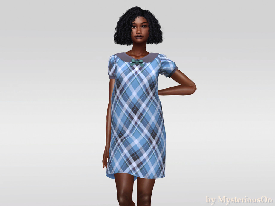 Cute Plaid Collar Mini Dress - Image 2