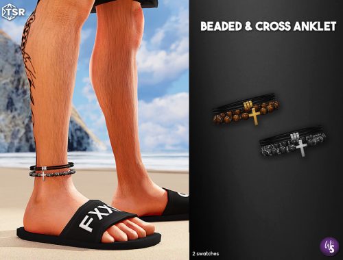 Beaded And Cross Anklet For Men