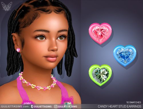 Candy Heart Stud Earrings For Kids