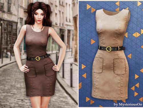 Belted Leather Mini Dress