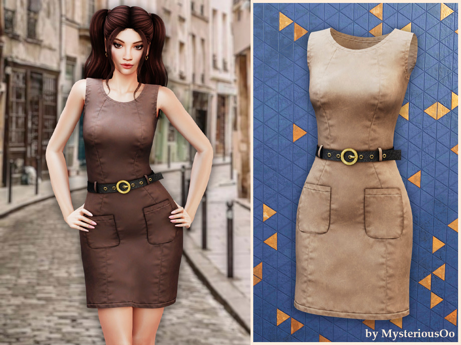 Belted Leather Mini Dress
