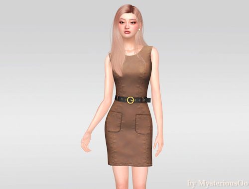Belted Leather Mini Dress