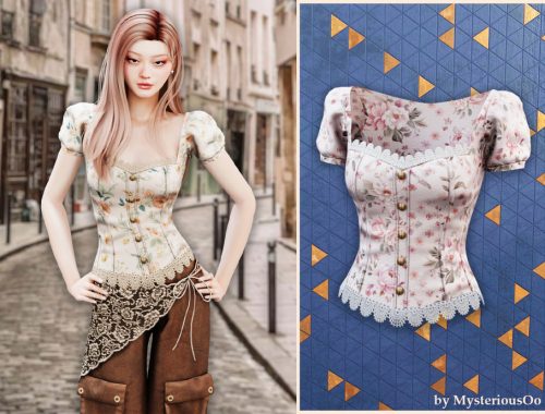 Floral Puff Sleeve Blouse With Lace