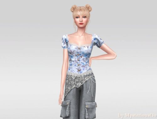 Floral Puff Sleeve Blouse With Lace