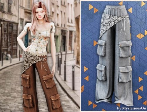 Lace Cargo Wide Leg Pants