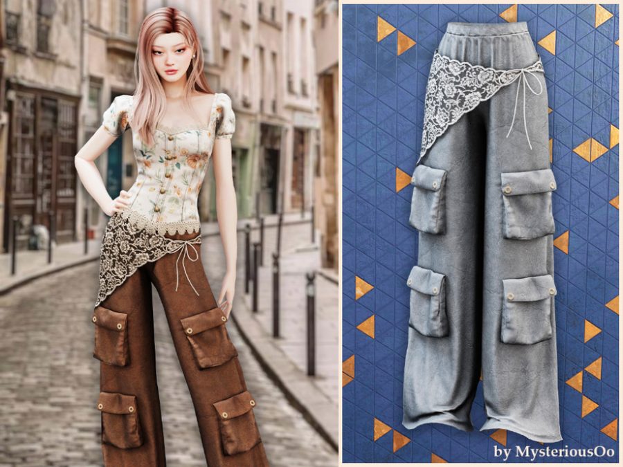 Lace Cargo Wide Leg Pants