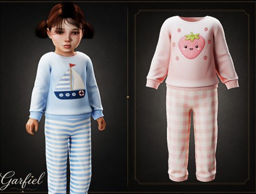 Toddler - Cotton Pajama Set With Printed Top And Pants