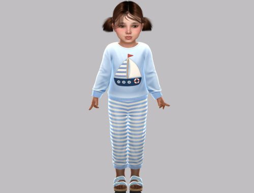 Toddler - Cotton Pajama Set With Printed Top And Pants