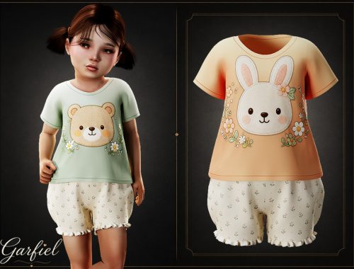 Toddler - Cotton Pajama Set With Bunny And Bear Prints