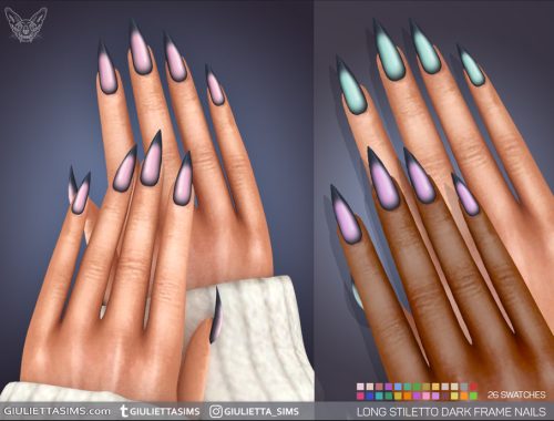 Long Stiletto And Long Square Dark Frame Nails
