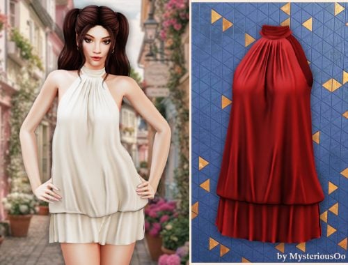 Gathered Halter Mini Dress