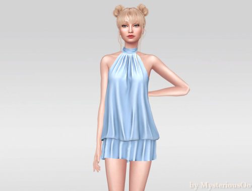 Gathered Halter Mini Dress
