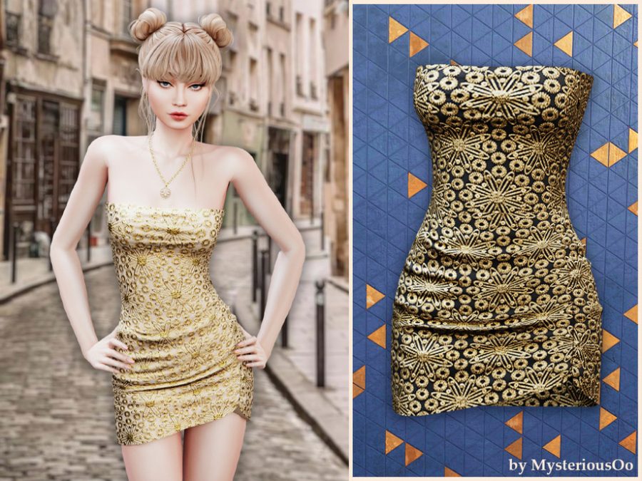 Embroidered Strapless Mini Dress