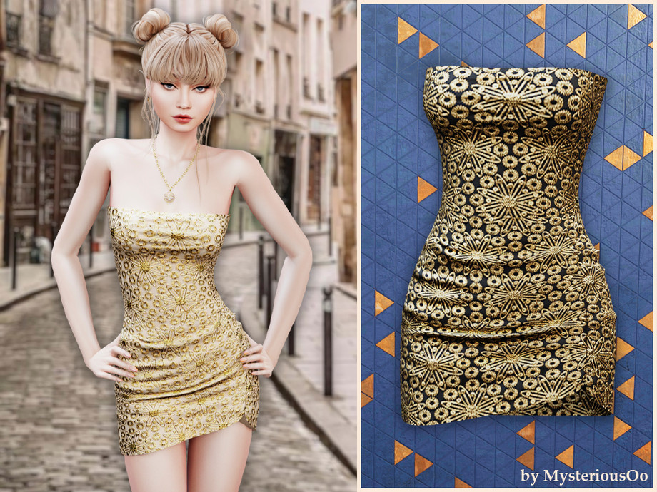 Embroidered Strapless Mini Dress
