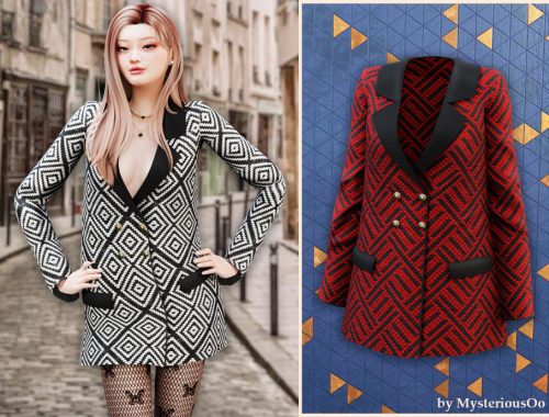 Patterned Double Breasted Coat