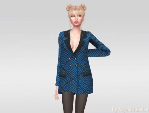 Patterned Double Breasted Coat