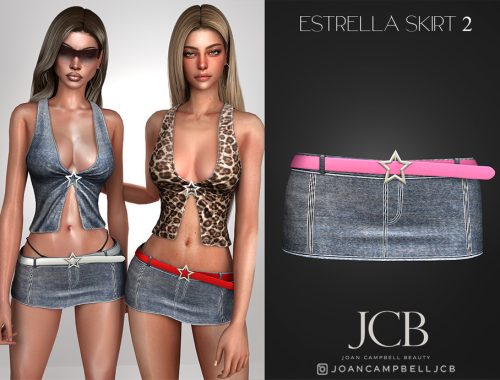 Estrella Top And Mini Denim Skirt Set