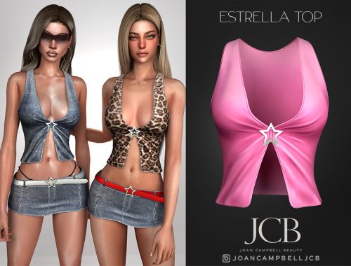 Estrella Top And Mini Denim Skirt Set